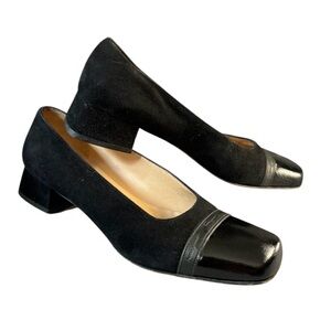 Salvatore Ferragamo Vintage Suede Square Toe Pumps